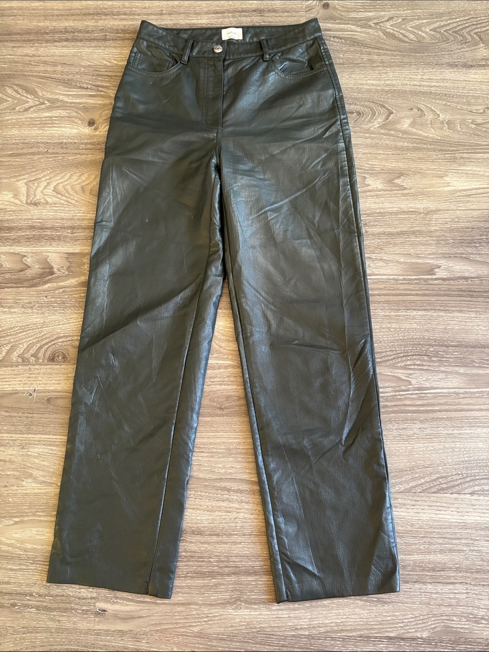 Wilfred Black Faux-Leather Wide Leg Trousers